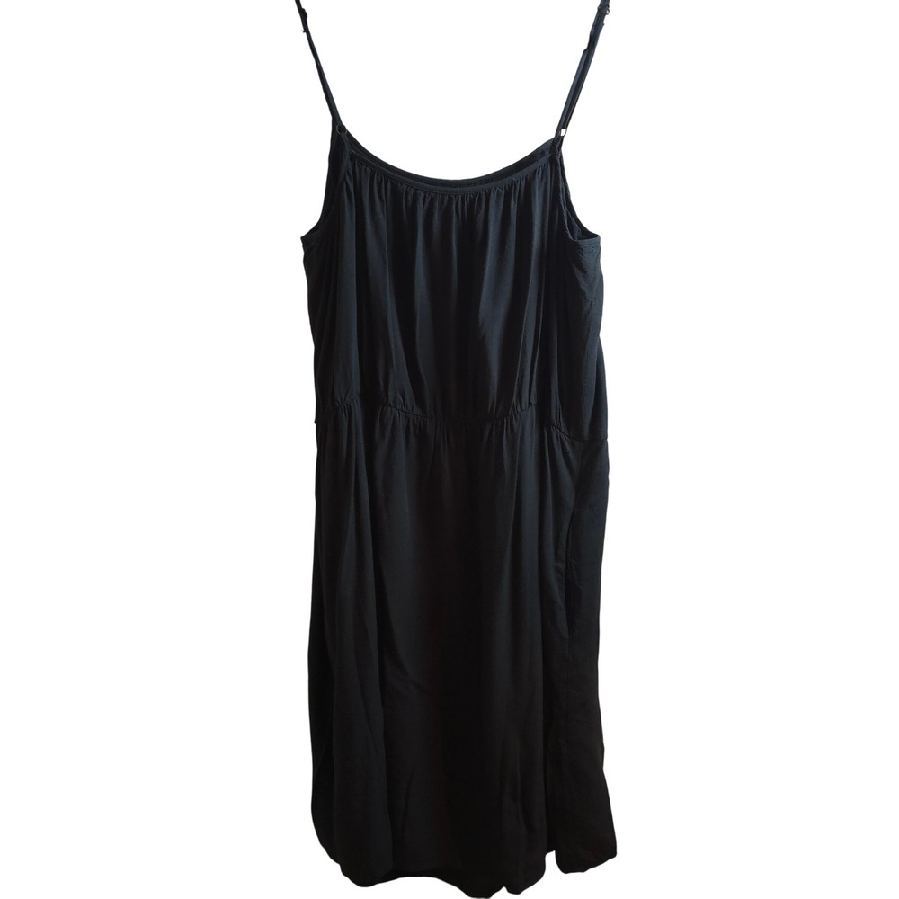 Brochu Walker Black Slip Dress S 100% Viscose Silk Lined Midi Adjustable - Picture 9 of 10